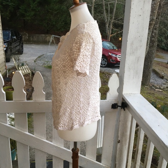 Madison Leigh Ivory Crocheted Sweater S FREE SHIP - Picture 2 of 4